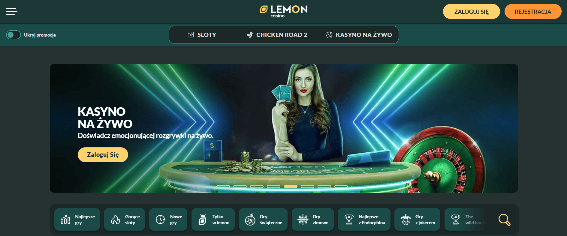 Lemon Casino - widok platformy mobilnej